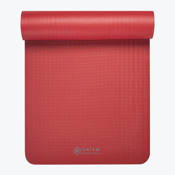 GAIAM ESSENTIALS FITNESS MAT & SLING (10MM) - RED