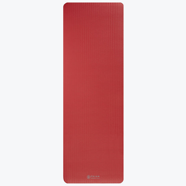 GAIAM ESSENTIALS FITNESS MAT & SLING (10MM) - RED