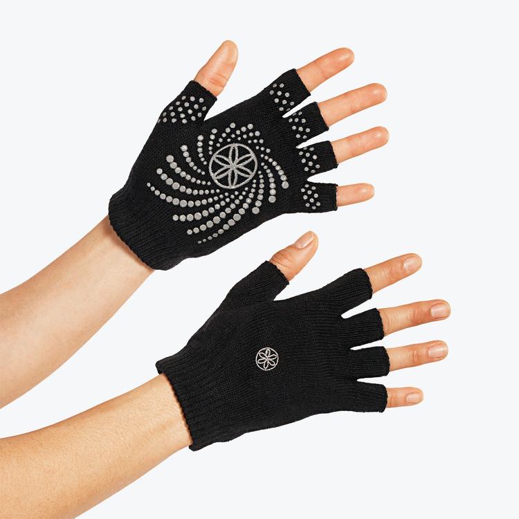 GAIAM GRIPPY YOGA GLOVES - BLACK/GREY